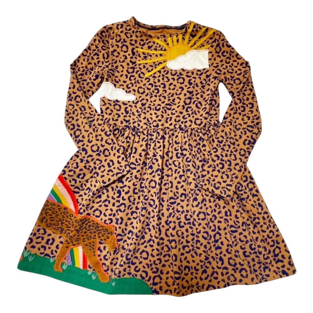 Mini Boden Rainbow Leopard Appliqué Dress Size 9/10